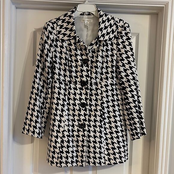 Susan Bristol Black and White Houndstooth Blazer Jacket - Picture 1 of 7